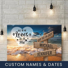 Load image into Gallery viewer, Ocean Sunset Color All of Me Loves All of You Multi-Names Premium Canvas Poster