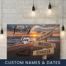 Load image into Gallery viewer, Beach Sunset Color A Little Whole Lot of Love Multi-Names Premium Canvas