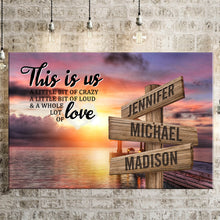 Load image into Gallery viewer, Coast Sunset Color Personalized "THIS IS US" Multi-Names Premium Canvas Poster