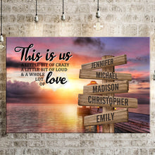 Load image into Gallery viewer, Coast Sunset Color Personalized "THIS IS US" Multi-Names Premium Canvas Poster