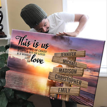 Load image into Gallery viewer, Coast Sunset Color Personalized "THIS IS US" Multi-Names Premium Canvas