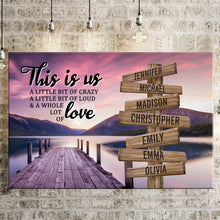 Load image into Gallery viewer, River Pier Color Personalized "THIS IS US" Multi-Names Premium Canvas Poster