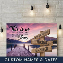 Load image into Gallery viewer, River Pier Color Personalized "THIS IS US" Multi-Names Premium Canvas Poster