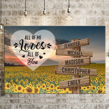 Load image into Gallery viewer, Sunflower Sunset Color All of Me Loves All of You Multi-Names Premium Canvas