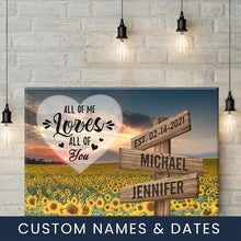 Load image into Gallery viewer, Sunflower Sunset Color All of Me Loves All of You Multi-Names Premium Canvas