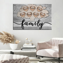 Load image into Gallery viewer, "Family Tree - Names On Hearts" Personalized Custom Premium Canvas