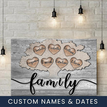 Load image into Gallery viewer, "Family Tree - Names On Hearts" Personalized Custom Premium Canvas Poster