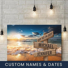 Load image into Gallery viewer, Ocean Sunset Color Multi-Names Premium Canvas Poster