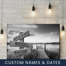 Load image into Gallery viewer, Lake Sunset Multi-Names Premium Canvas