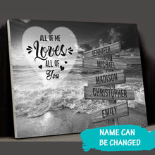 Load image into Gallery viewer, Ocean Sunset All of Me Loves All of You Multi-Names Premium Canvas Poster