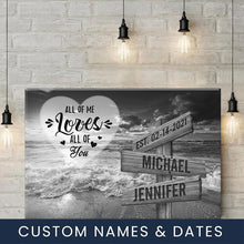 Load image into Gallery viewer, Ocean Sunset All of Me Loves All of You Multi-Names Premium Canvas