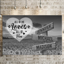 Load image into Gallery viewer, Sunflower Sunset All of Me Loves All of You Multi-Names Premium Canvas