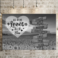 Load image into Gallery viewer, Sunflower Sunset All of Me Loves All of You Multi-Names Premium Canvas