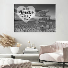 Load image into Gallery viewer, Sunflower Sunset All of Me Loves All of You Multi-Names Premium Canvas