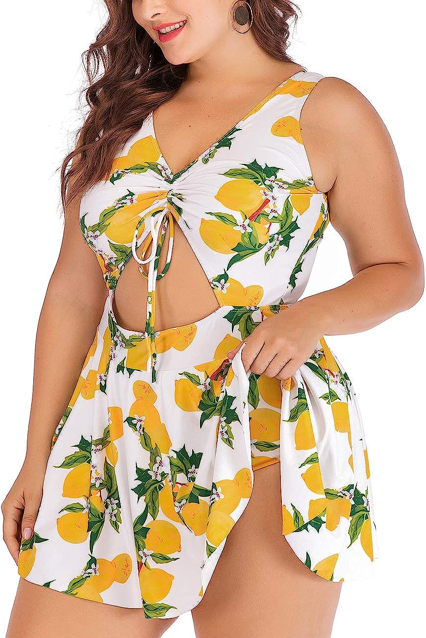 Hot Sale Plus Size Tankini Swimsuits for Women Two Piece Swim Dress Flare Flowy Bathing Suits