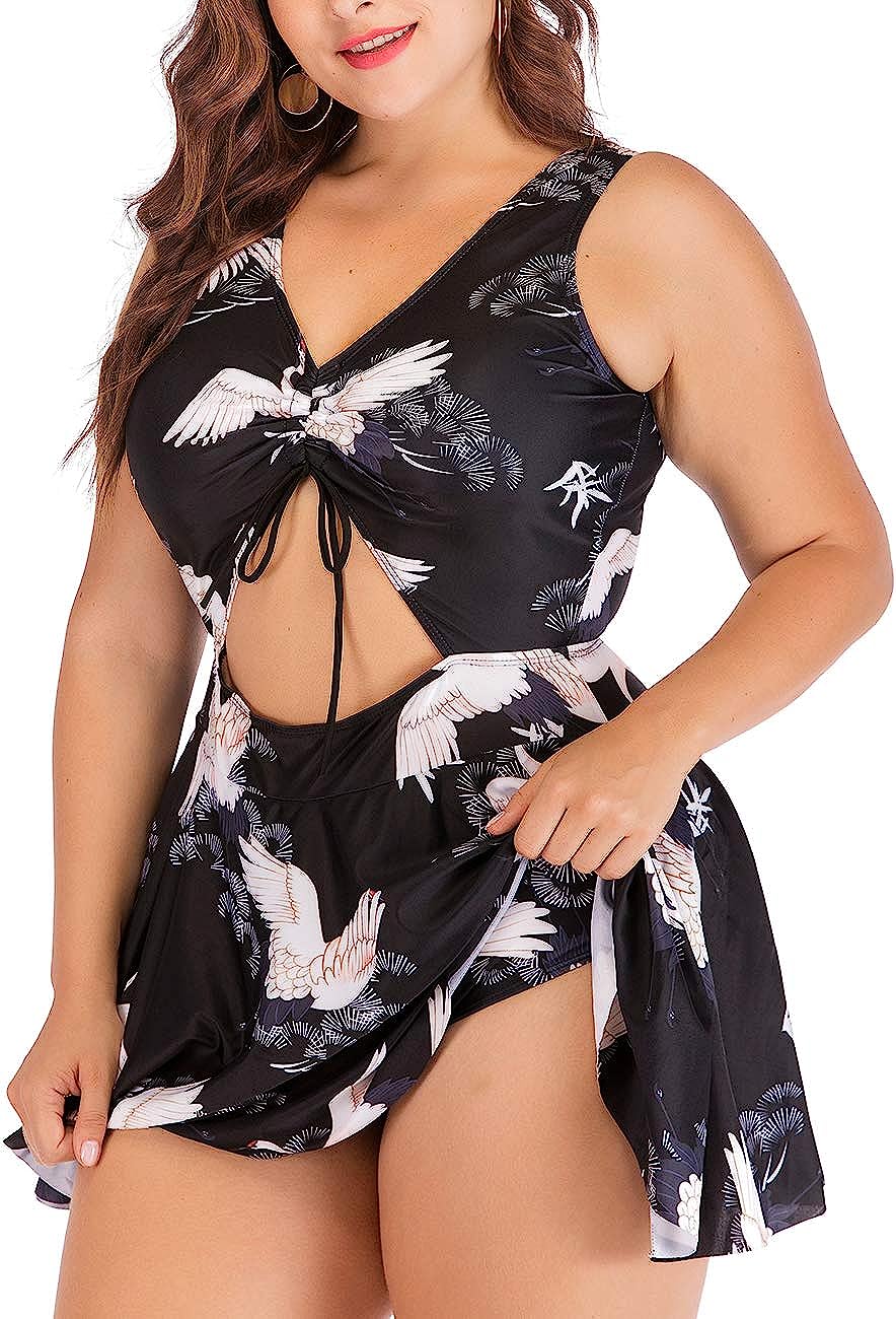 Hot Sale Plus Size Tankini Swimsuits for Women Two Piece Swim Dress Flare Flowy Bathing Suits