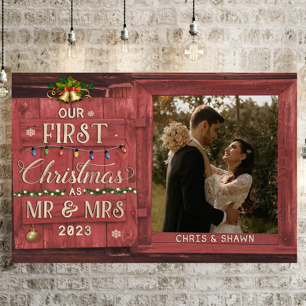 Christmas Newlywed Gift Personalized Couple Premium Canvas Poster