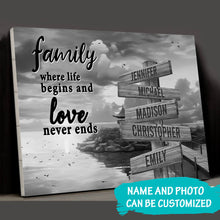 Load image into Gallery viewer, Coast Dusk  Where Life Begins And Love Never Ends Multi-Names Premium Canvas Poster
