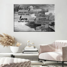 Load image into Gallery viewer, Coast Dusk  Where Life Begins And Love Never Ends Multi-Names Premium Canvas Poster
