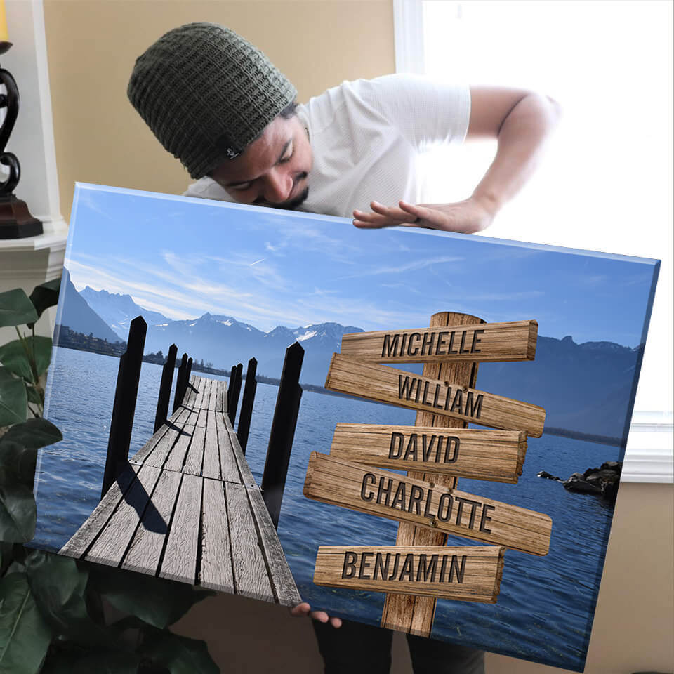 Lake Dock Color Multi-Names Premium Canvas