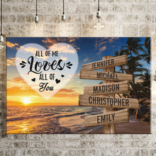 Load image into Gallery viewer, Beach Palm Tree Color All of Me Loves All of You Multi-Names Premium Canvas
