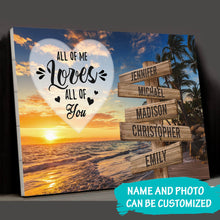 Load image into Gallery viewer, Beach Palm Tree Color All of Me Loves All of You Multi-Names Premium Canvas
