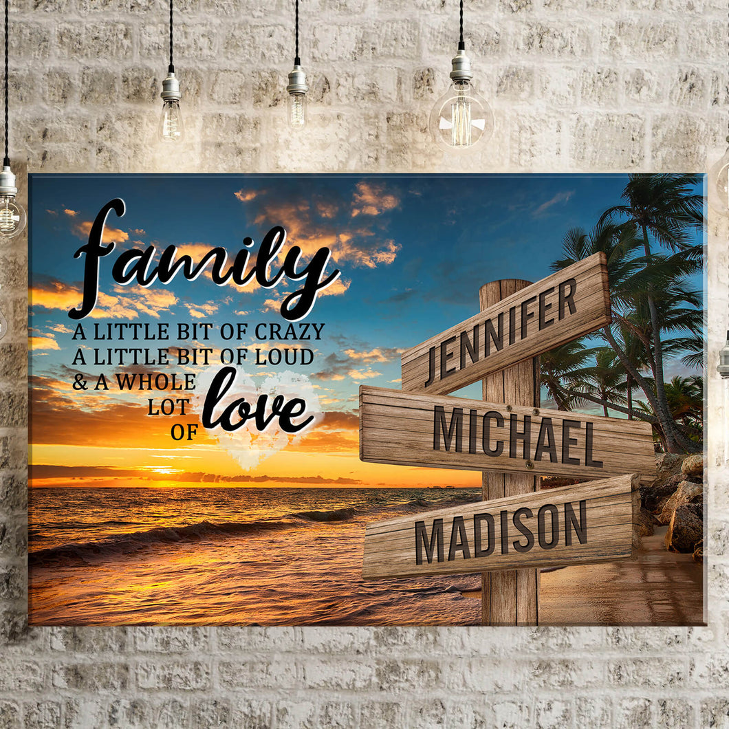 Beach Palm Tree Color A Little Whole Lot of Love Multi-Names Premium Canvas Poster