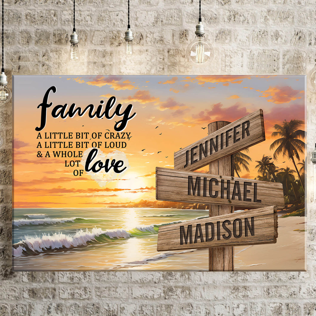 Beach Scenery  Color A Little Whole Lot of Love Multi-Names Premium Canvas Poster