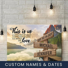 Load image into Gallery viewer, Canyon Dock  Color Personalized &quot;THIS IS US&quot; Multi-Names Premium Canvas
