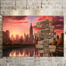 Load image into Gallery viewer, City Sunset Color Multi-Names Premium Canvas
