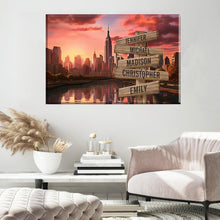 Load image into Gallery viewer, City Sunset Color Multi-Names Premium Canvas
