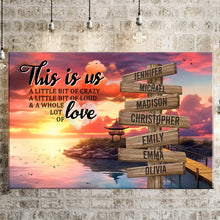 Load image into Gallery viewer, Coast Dusk Color Personalized &quot;THIS IS US&quot; Multi-Names Premium Canvas Poster
