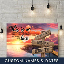 Load image into Gallery viewer, Coast Dusk Color Personalized &quot;THIS IS US&quot; Multi-Names Premium Canvas

