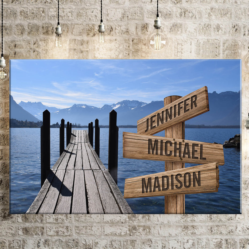 Lake Dock Color Multi-Names Premium Canvas Poster