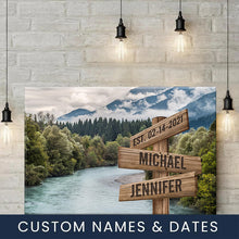 Load image into Gallery viewer, Mountain River Color Multi-Names Premium Canvas
