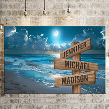 Load image into Gallery viewer, Ocean Night Beach Color Multi-Names Premium Canvas Poster
