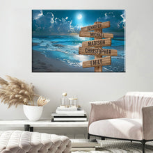 Load image into Gallery viewer, Ocean Night Beach Color Multi-Names Premium Canvas Poster
