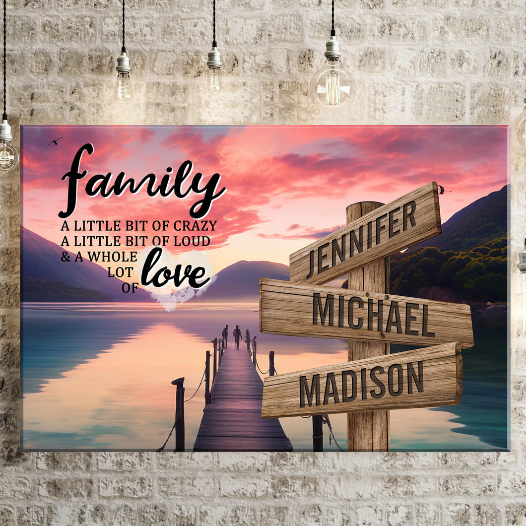 Pier at Dusk  Color A Little Whole Lot of Love Multi-Names Premium Canvas Poster