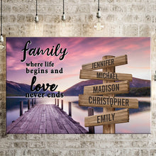 Load image into Gallery viewer, River Pier  Color  Where Life Begins And Love Never Ends Multi-Names Premium Canvas Poster
