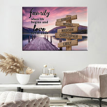 Load image into Gallery viewer, River Pier Color  Where Life Begins And Love Never Ends Multi-Names Premium Canvas
