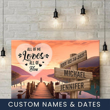 Load image into Gallery viewer, Riverside at Dusk Color All of Me Loves All of You Multi-Names Premium Canvas Poster
