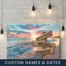 Load image into Gallery viewer, Sunrise And Beach Color Multi-Names Premium Canvas Poster
