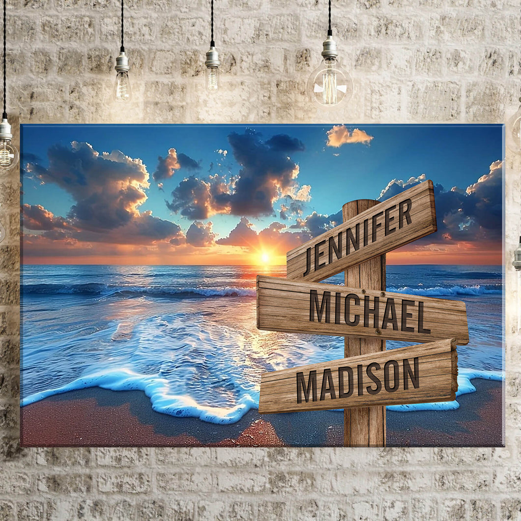 Sunrise & Beach Color Multi-Names Premium Canvas Poster