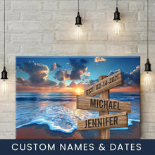 Load image into Gallery viewer, Sunrise &amp; Beach Color Multi-Names Premium Canvas Poster
