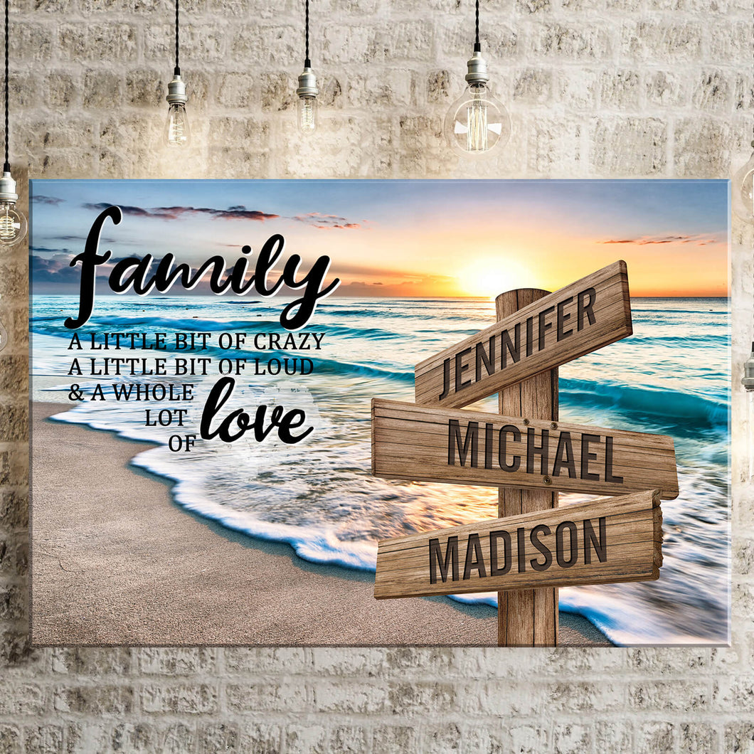 Sunset Beach Color A Little Whole Lot of Love Multi-Names Premium Canvas Poster