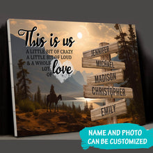 Load image into Gallery viewer, Surrounded by Mountains Color Personalized &quot;THIS IS US&quot; Multi-Names Premium Canvas
