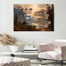 Load image into Gallery viewer, Surrounded by Mountains Color Personalized &quot;THIS IS US&quot; Multi-Names Premium Canvas
