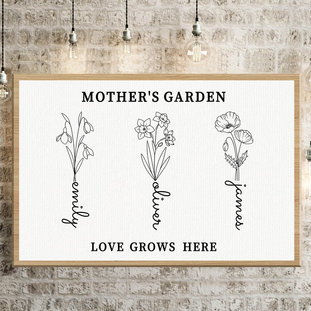 Custom Birth Flower Canvas Poster - Unique Family Gifts