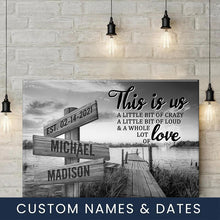 Load image into Gallery viewer, Lake Dock Personalized &quot;THIS IS US&quot; Multi-Names Premium Canvas
