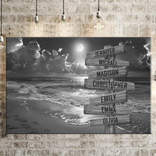 Load image into Gallery viewer, Ocean Night Beach Multi-Names Premium Canvas Poster
